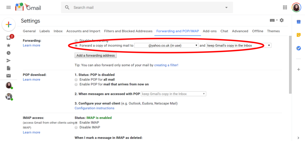 Forwarding Gmail Emails - Step 2