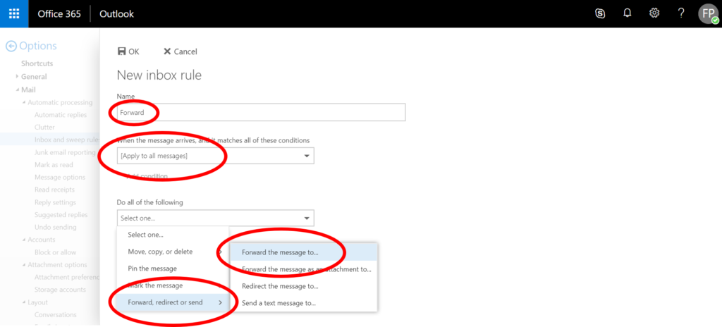Forwarding Outlook Emails - Step 3